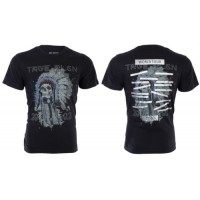 TRUE RELIGION Men T-Shirt 4TH AVE HEADDRESS Chief Indian Skull